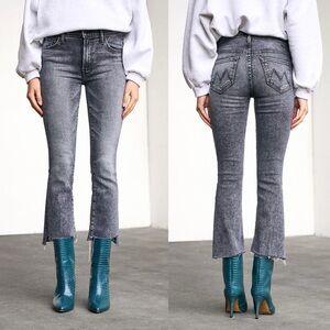 MOTHER- The Insider Crop Step Fray in Train Stops Gray Jeans Size 26 Ankle Crop